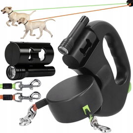 WYSUWANA SMYCZ 3M PODWÓJNA LED ERGONOMICZNA DLA PSÓW DO 13.6KG