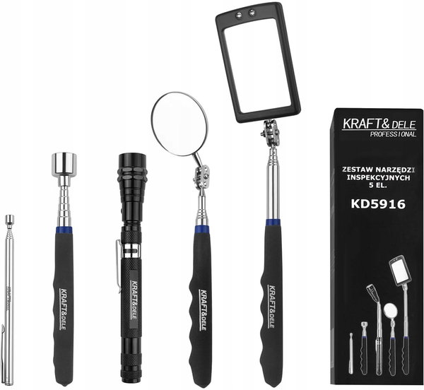 ZESTAW NARZĘDZI INSPEKCYJNYCH 5EL MAGNETYCZNE LED TELESKOP KRAFTDELE KD5916