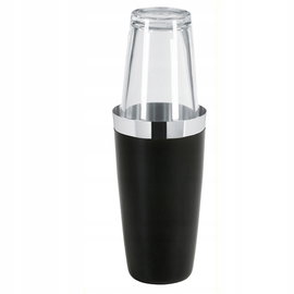 BAREQ Boston Shaker 0,8l +szkło winylowy retro PROFESSIONAL BLACK czarny