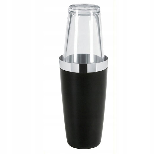 BAREQ Boston Shaker 0,8l +szkło winylowy retro PROFESSIONAL BLACK czarny