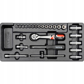 YATO WKŁAD DO SZUFLADY SZAFKI ZESTAW NASADEK 1/4" 25el GRZECHOTKA YT-5541