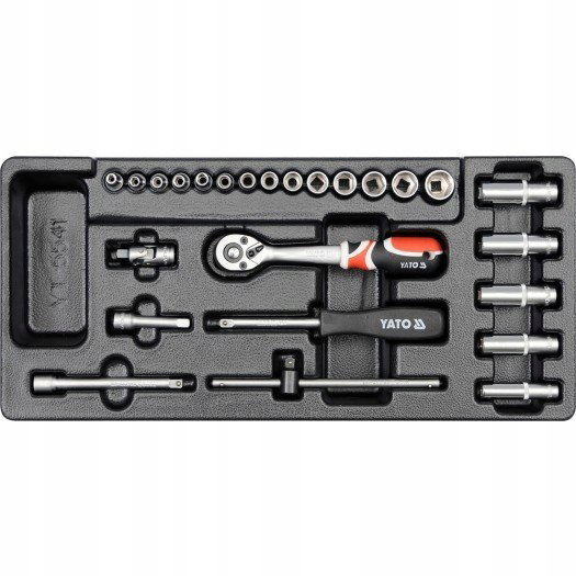 YATO WKŁAD DO SZUFLADY SZAFKI ZESTAW NASADEK 1/4" 25el GRZECHOTKA YT-5541