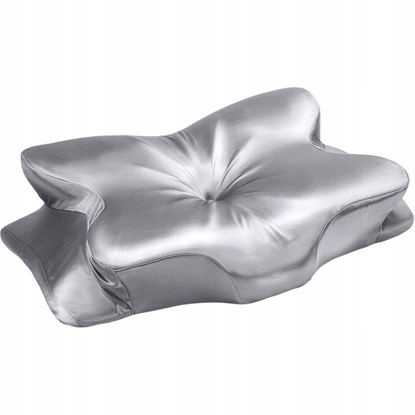 MEMORY FOAM SREBRNO-SZARA PODUSZKA Z NATURALNĄ POZYCJĄ GŁOWY