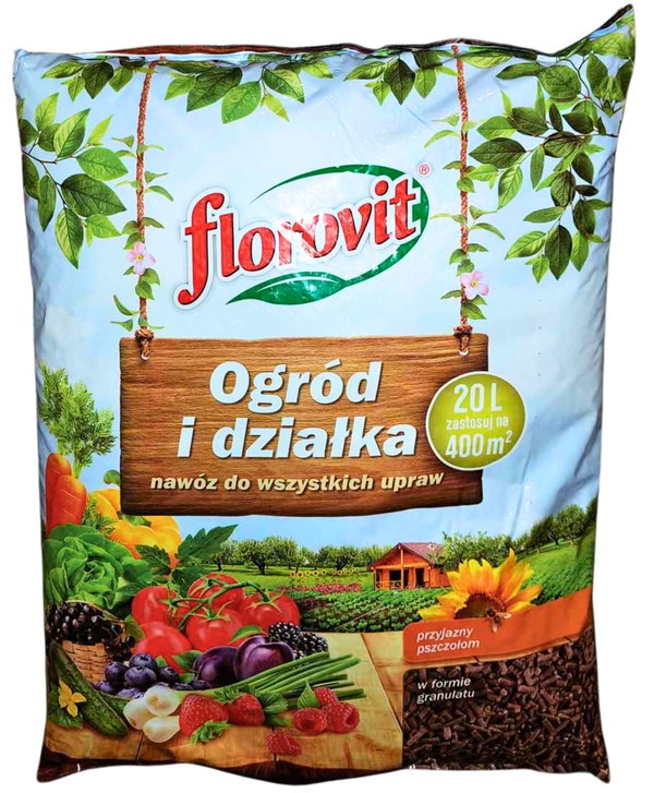 NAWÓZ ORGANICZNY OGRÓD I DZIAŁKA 20L FLOROVIT NAWÓZ DO WSZYSTKICH UPRAW