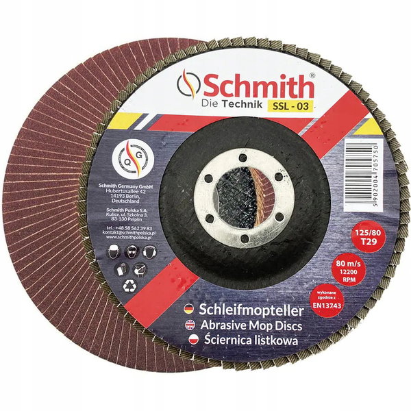 SCHMITH ZESTAW 10 SZT. ŚCIERNICA LISTKOWA-125/80MM