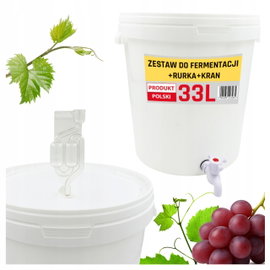 POJEMNIK BALON 33L DO WINA Wiadro Kran RURKA GĄSIOR PLASTIKOWY FERMENTACJI