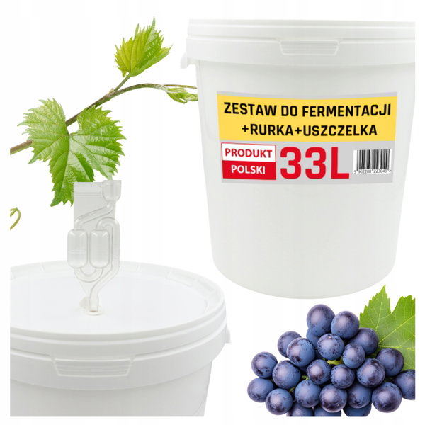 Wiadro Pojemnik Fermentacyjny Zacier 33l + Rurka Zestaw Do Fermentacji