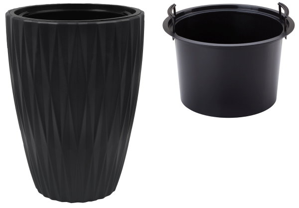 Donica Mrozoodporna 39 cm Caro Slim 30 Doniczka Na Taras Czarna + Wkład