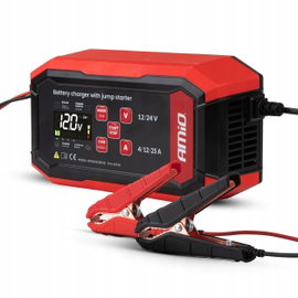 Prostownik cyfrowy z wspomaganiem rozruchu AGM GEL STD LFP 25A 12V 24V AMIO