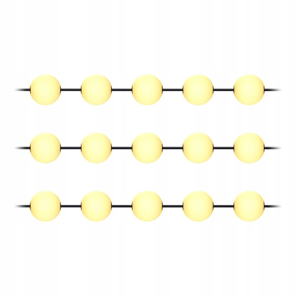 GIRLANDA OGRODOWA 15 KUL LED DEKORACYJNA WODOODPORNA IP65 CIEPŁA BARWA 10m
