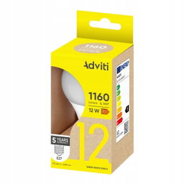 Żarówka LED E27 A60 12W 1160lm Barwa CIEPŁA 3000K Energooszczędna ADVITI