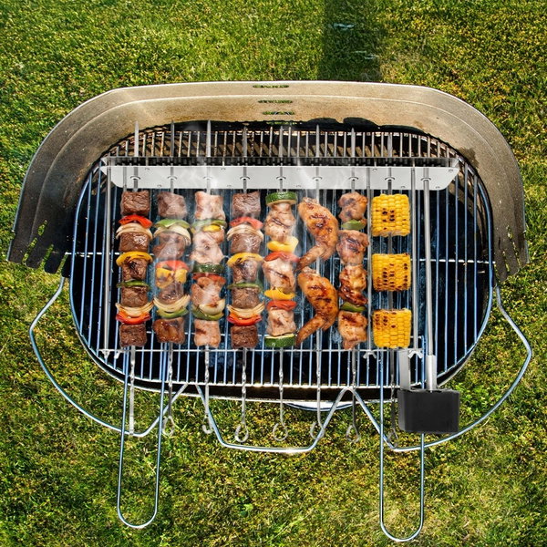 GRILL ELEKTRYCZNY OBROTOWY 360° USB 10 SZPIKULCÓW STAL NIERDZEWNA