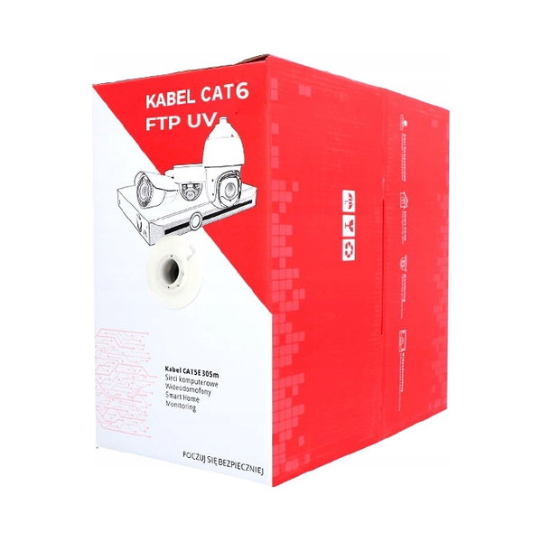 Kabel sieciowy zewnętrzny skrętka komputerowa LAN FTP CAT 6 UV CCA 305m