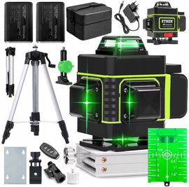 POZIOMICA LASEROWA POZIOMICA 4D 16 LINII LASER KRZYŻOWY 360 ZESTAW STATYW