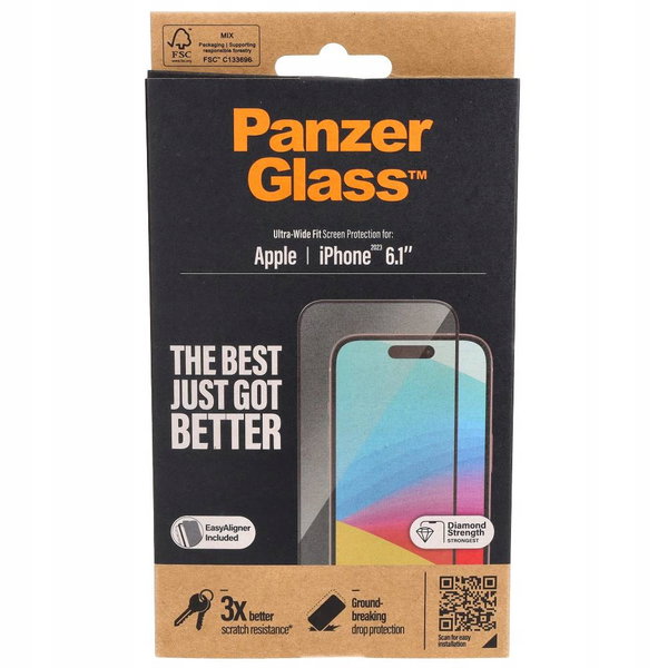 PanzerGlass Szkło Hartowane Ultra-Wide Fit + EasyAligner do Iphone 15