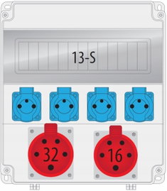 Rozdzielnica Pawbol B.18.320-3 R-BOX 1x32A/5P 1x16A/5P 4x16A/250V 13mod