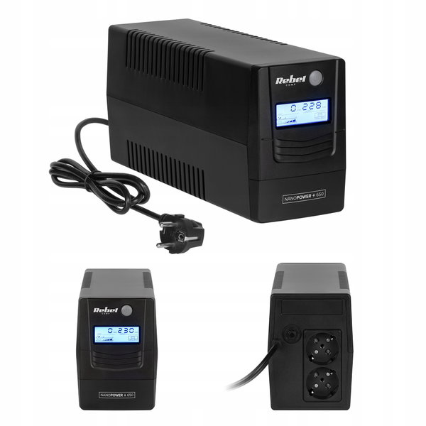 Zasilacz awaryjny UPS REBEL Nanopower Plus 650 650VA / 360W LCD USB RJ45