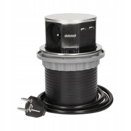 GNIAZDO MEBLOWE 3X250V USB WYSUWANE 1381 INOX