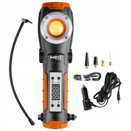 KOMPRESOR Akumulatorowy 12V 10bar LATARKA Lampa LED 800lm MŁOTEK DO SZYB