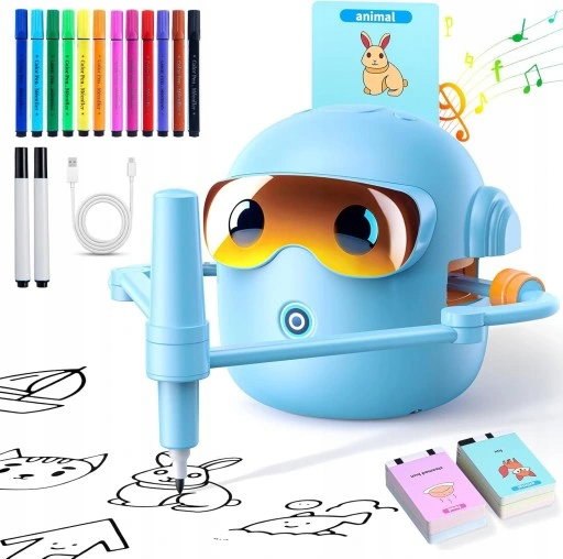 INTERAKTYWNY ROBOT DO RYSOWANIA DLA DZIECI NAUKA MALOWANIA 3 TRYBY ZABAWY