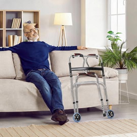 BALKONIK CHODZIK DLA SENIORA REHABILITACYJNY Z DWOMA KOŁAMI DO PORUSZANIA