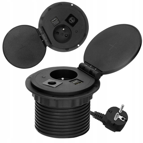 GNIAZDO WPUSZCZANE W BLAT 230V USB INDUKCJA MODUŁY