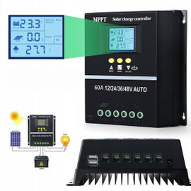 REGULATOR ŁADOWANIA 100A 12V/24V/36V/48V 2XUSB LCD MPPT SOLARNY KONTROLER