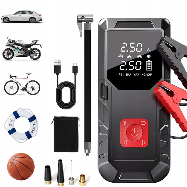 Urządzenie Rozruchowe Powerbank Jump Starter Booster Kompresor Samochodowy