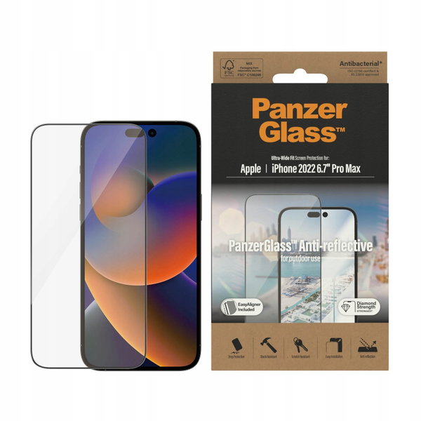PanzerGlass Anti-reflective Ultra-Wide Fit EasyAligner do Iphone 14 Pro Max