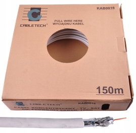 Kabel przewód antenowy CABLETECH TV-SAT CU podwójny ekran 7,0mm 150m