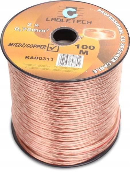 Kabel przewód głośnikowy 2x0,75mm2 miedziany 100m