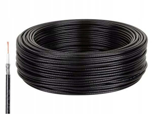 Kabel przewód koncentryczny H155 100m czarny 50Ohm