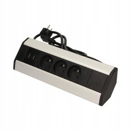 GNIAZDO MEBLOWE 3x250V AC Z USB I PRZEWODEM 1,8M