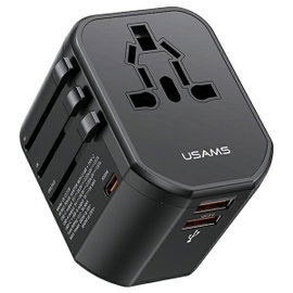 USAMS Ład. siec. 2xUSB T59 20W adapter 4w1 US/AU/EU/UK czarny CC179TC01 UTC