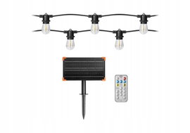 GIRLANDA SOLARNA OGRODOWA LAMPKI SOLARNE 20M 21x ŻARÓWKA LED E27 + PILOT