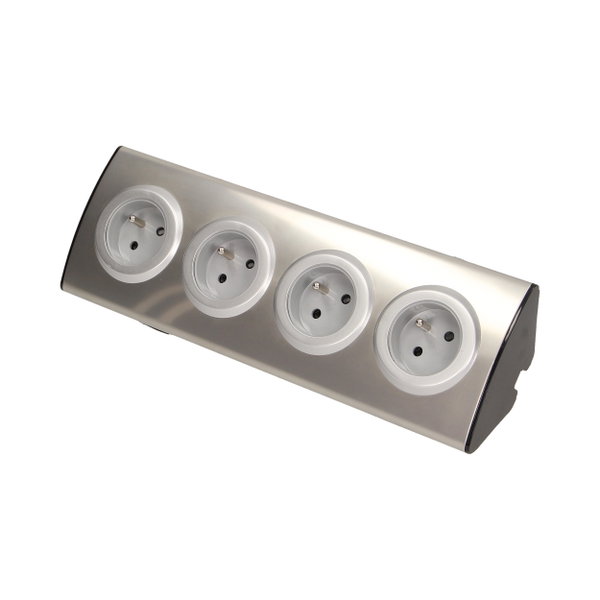 Gniazdo meblowe 4x250V INOX OR-AE-1340 narożne