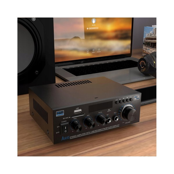 WZMACNIACZ HIFI BLUETOOTH 5.0 STEREO RADIO MINI 3000W Z PILOTEM CZARNY
