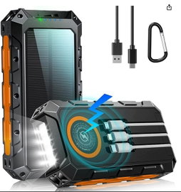POWERBANK SOLARNA 20000MAH MOCNA Z LED KOMPASEM WODOODPORNA NA ZEWNĄTRZ
