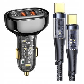 Ładowarka samochodowa USAMS 2 x USB + 1 x USB-C 80W Fast Charge + KABEL C !