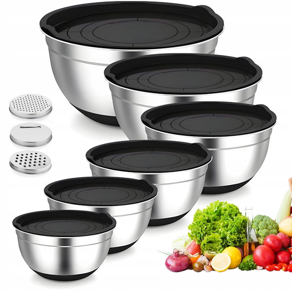 ZESTAW MISKI 6PCS STALOWE SKLADANE MIXING BOWLS STAINLESS STEEL