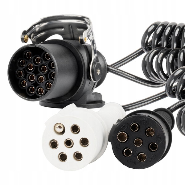 Przewód spiralny naczepy TIR 2x 7 PIN 15 PIN typ N/S 5m 24V AMIO-04381