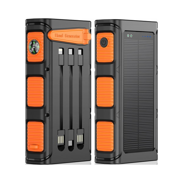 POWERBANK SOLARNY WBUDOWANE ŁADOWANIE BEZPRZEWODOWE LATARKA LED 3 PORTY