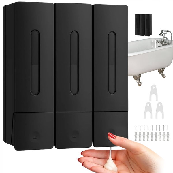 DOZOWNIK DO MYDŁA NAŚCIENNY 3PCS 400ML CZARNY BEZ WIERCENIA ŁAZIENKA