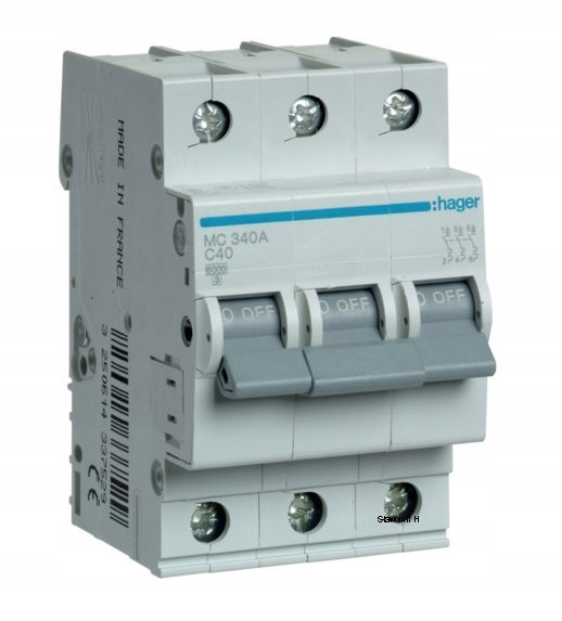 Wyłącznik automatyczny Hager MC340A 40A, 3P, 400V