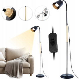 LAMPA PODŁOGOWA REGULOWANA WYSOKOŚĆ E27 OKRĄGŁA PODSTAWA DO SALONU SYPIALNI