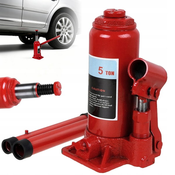 PODNOŚNIK HYDRAULICZNY 5 TON WARSZTATOWY LEWAREK AUTO STALOWY CZERWONY