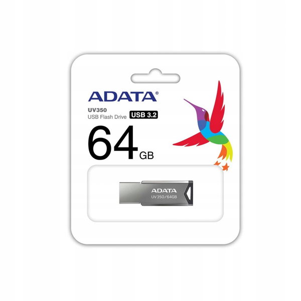 Metalowy pendrive ADATA UV350 64GB USB 3 srebrny metal