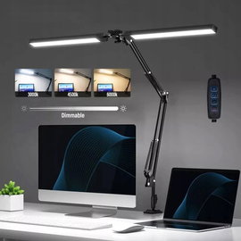 LAMPKA NA BIURKO BIURKOWA LED KREŚLARSKA REGULOWANA PODWÓJNA Z PILOTEM