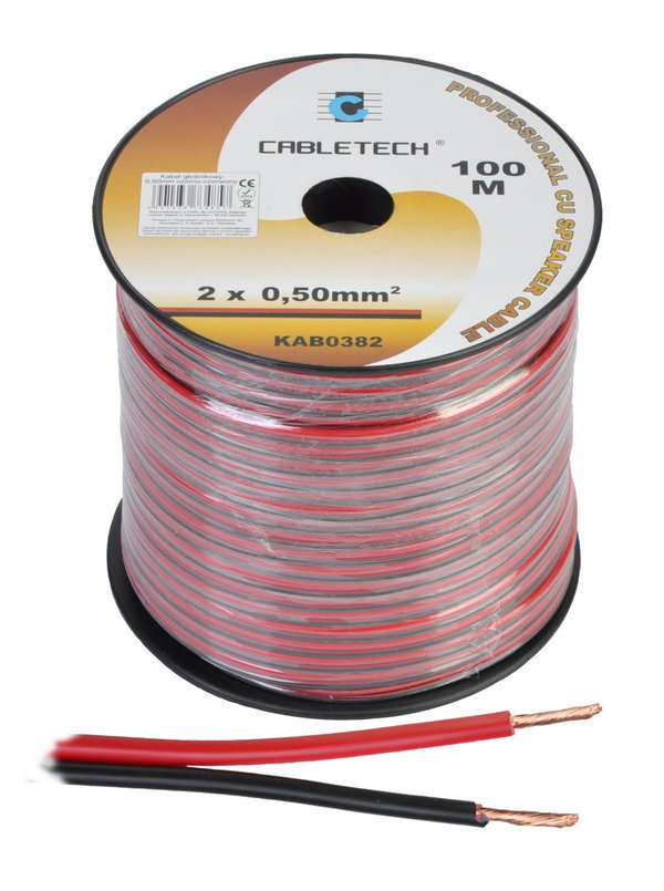 Kabel przewód głośnikowy 2x0,5mm2 miedziany 100m