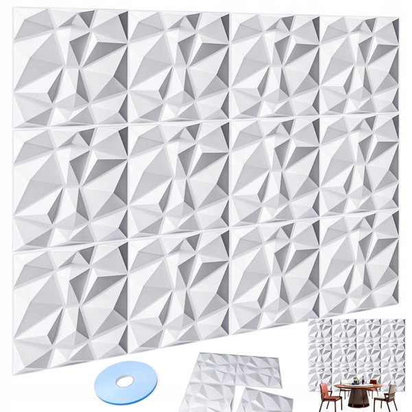 PANEL ŚCIENNY 3D 50X50CM DIAMENTOWY NAKLEJKI NA ŚCIANĘ DO SALONU SYPIALNI